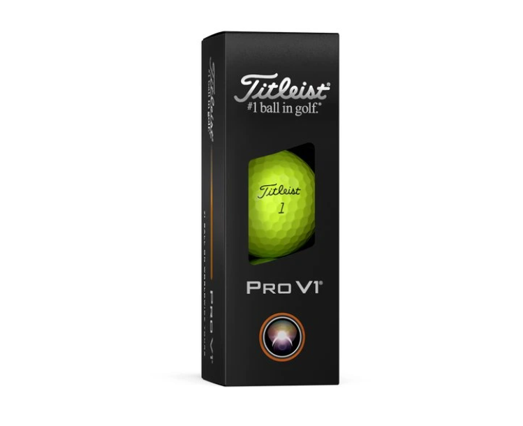 Titleist PRO V1 2025, žluté golfové míčky