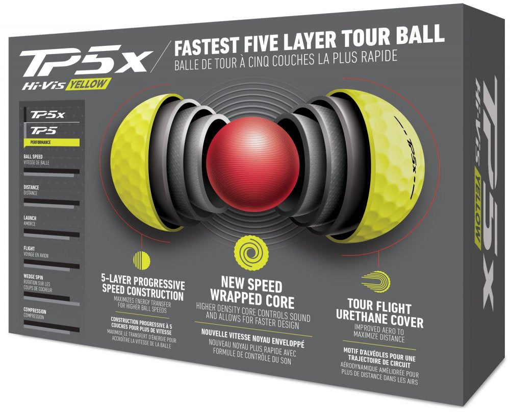 TaylorMade TP5x 2024, žluté golfové míčky
