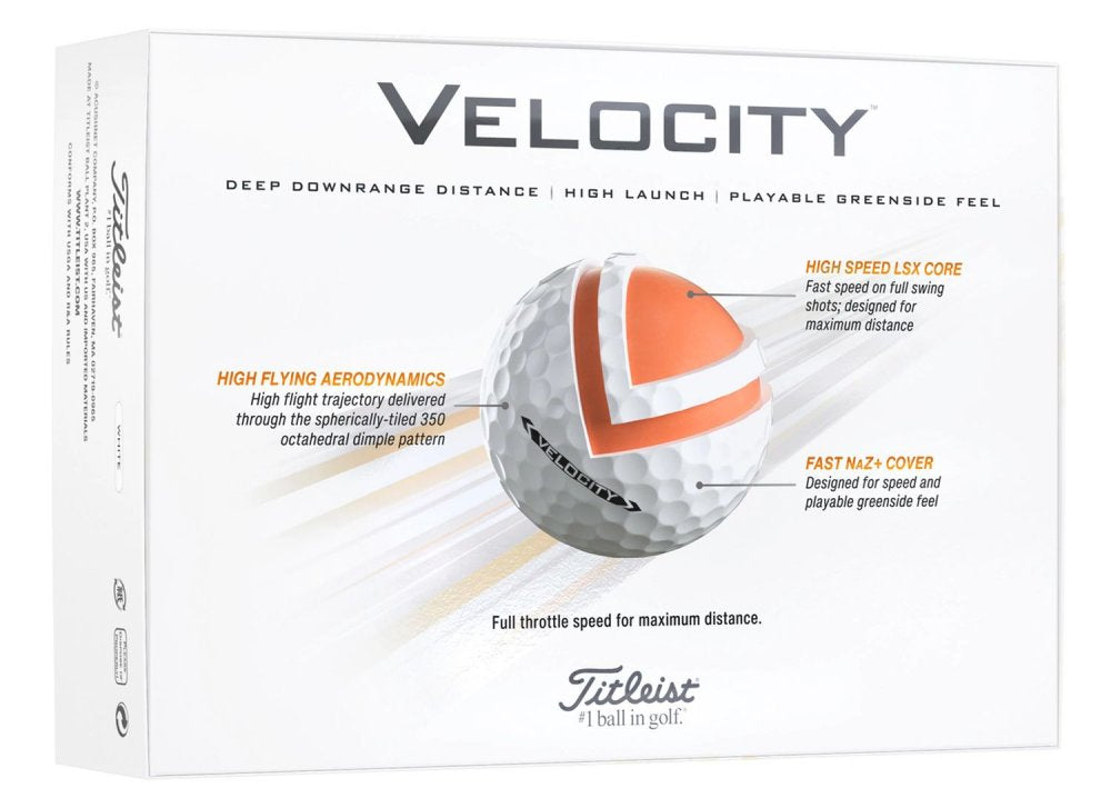 Titleist Velocity 2024, bílé golfové míčky
