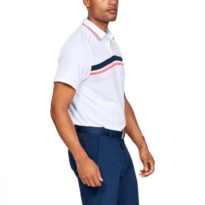Under Armour Tour Tips Drive Polo, White, Mod Gray