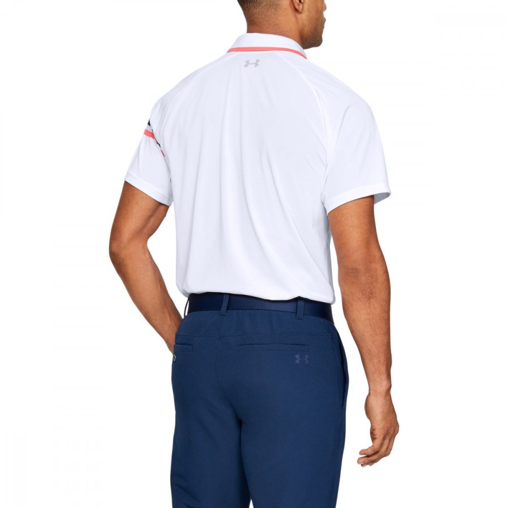 Under Armour Tour Tips Drive Polo, White, Mod Gray