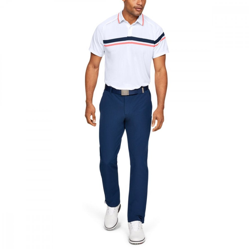 Under Armour Tour Tips Drive Polo, White, Mod Gray