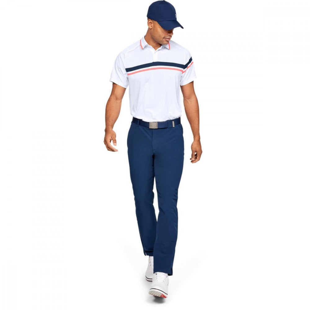 Under Armour Tour Tips Drive Polo, White, Mod Gray